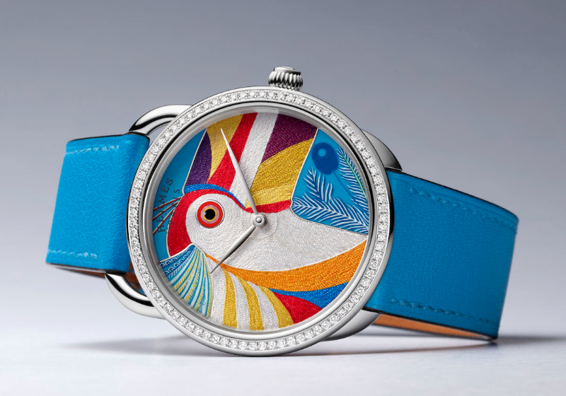 Hermès' New Limited Edition Toucan Watch Features Embroidery Art