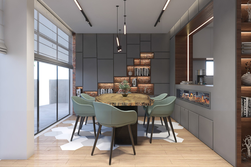 Modern Dining Room Design by HNS Interior Decoration Dubai Interior Design