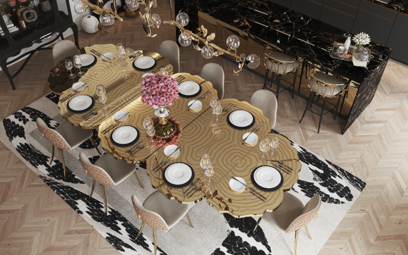 fortuna dining table in a unique dining room boca do lobo luxury furniture qatar