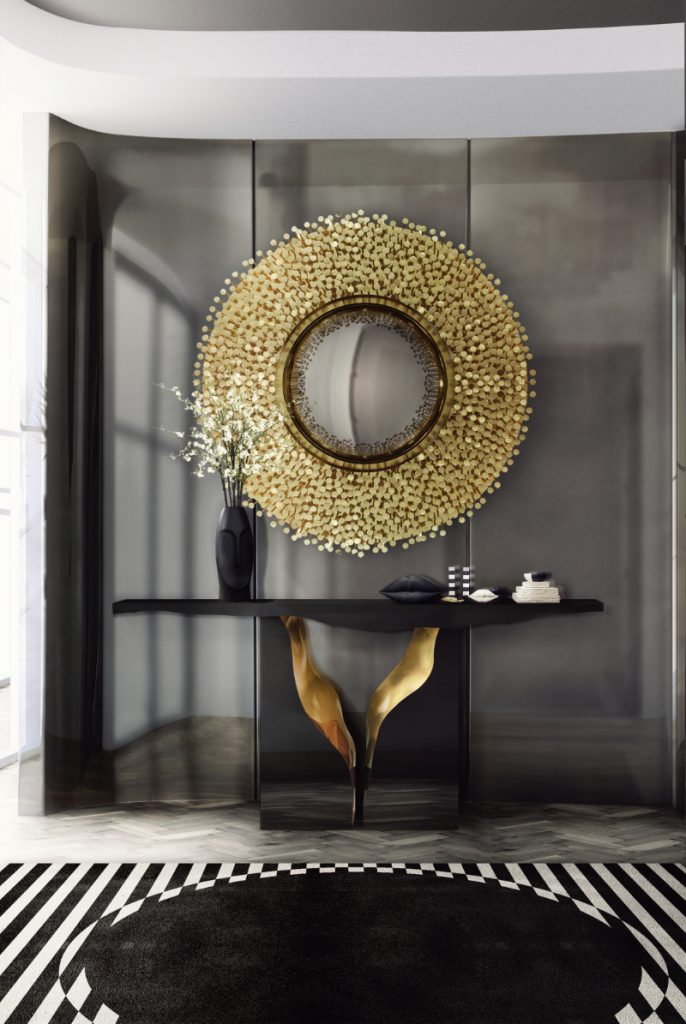 robin mirror in a modern entryway boca do lobo luxury furniture qatar