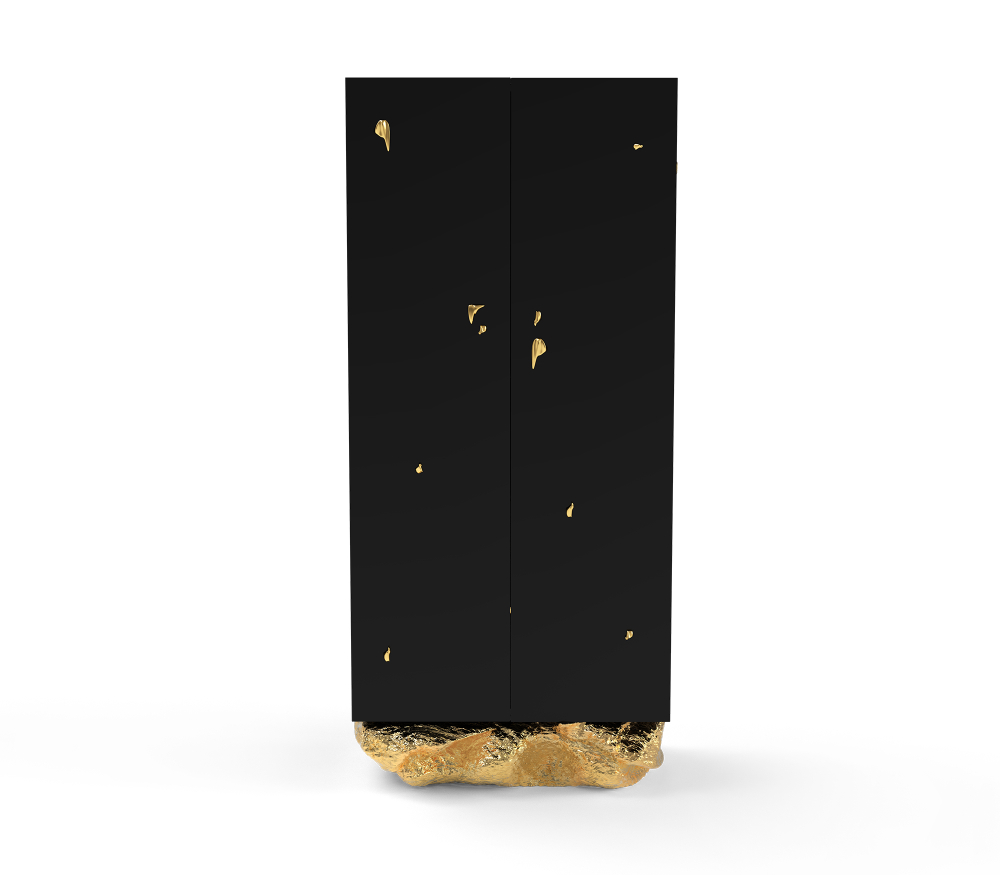 Vintage Inspired- Black cabinet with a golden brass underneath